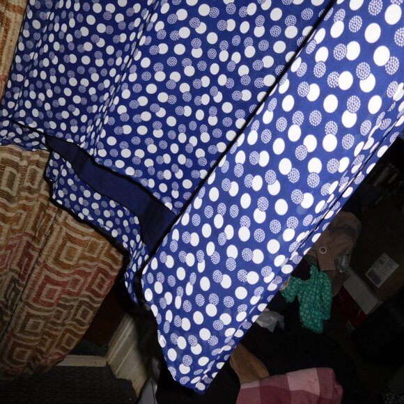 NWT 24W ANNE KLEIN FIT FLARE Eclipse/white Print Tie-waist Drawstring Midi Dress - Picture 10 of 11